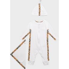S Jumpsuits Children's Clothing Burberry Kid's Claude 3-Piece Romper Set WHITE MONTHS