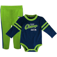 Babies - S Jumpsuits Outerstuff Infant College Navy/Neon Green Seattle Seahawks Little Kicker Long Sleeve Bodysuit & Pants Set