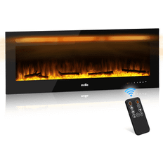 MoNiBloom mollie 50 Electric Fireplace In-Wall Recessed and Wall Mounted 1400W Fireplace Heater and Linear Fireplace with Timer 8 Colors Flame and Remote Control Black