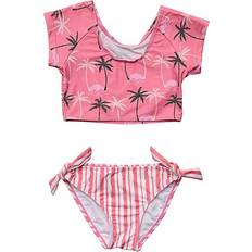 Bikinis Children's Clothing Palm Paradise Sustainable Crop SS Rash Top Set - Pink (G18004-04)