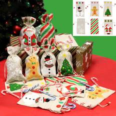 24 Christmas Gift Bags Assorted sizes with 60-Count Christmas Gift
