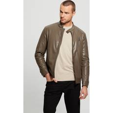 Guess Jackets Guess Faux-leather Biker Jacket Brown