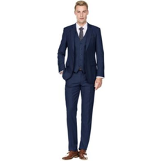 Blue - Men Suits Braveman Men's Blazers NAVY Navy Two-Button Peak-Lapel Slim-Fit Three-Piece Suit Big