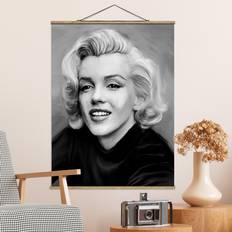 Glas Poster Stoffbild Kunstdruck Hochformat Marilyn privat Poster