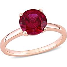 Quartz Rings 3/8 Carat ctw Lab Created Ruby Solitaire Ring in 10K Rose Pink Yellow Gold