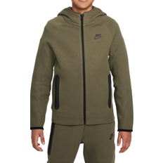 Grün Hoodies Nike Big Kid's Sportswear Tech Fleece Full-Zip Hoodie - Medium Olive/Black/Black