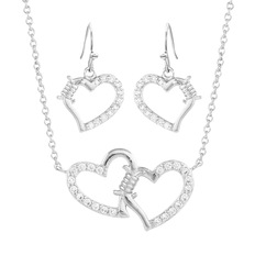 Jewelry Sets Montana Silversmiths Victory in Love Barbed Wire Jewelry Set - Silver/Crystal