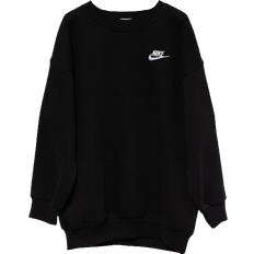 L Sweatshirts Nike Girl's Sportswear Club Fleece Oversized Sweatshirt - Black/White