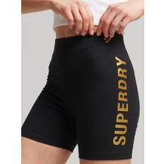Superdry Shorts Superdry Damen Schwarz und Gold Code Core Sport Radlerhose mit Logo-Druck, Größe: Größe: Schwarz und Gold