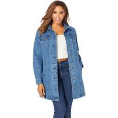 Denim Jackets - Women Jessica London Plus Women's Denim Jacket in Stonewash Size W Tunic Length Jean Jacket