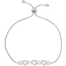 Macy's Silver Bracelets Macy's Silver Plated Cubic Zirconia Multi Heart Adjustable Bracelet