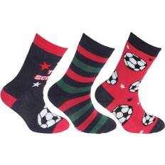 Floso Retro Gripper Socks 3 Pairs Red 6-8.5
