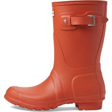 Orange Rain Boots Hunter Original Short Boots for Women Textile Lining, and Side Pull-Tabs with Buckle Strap Rorbu Rust
