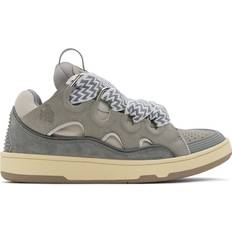 Lanvin Men Shoes Lanvin Gray Leather Curb Sneakers IT