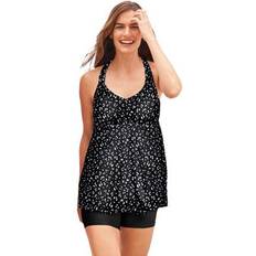 Tankinis Plus Women's Longer Length Braided Tankini Top by Swim 365 in White Dots Size 30