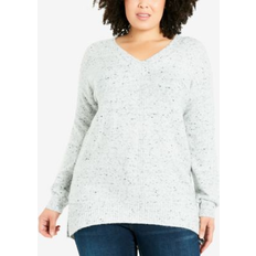 Avenue XL Sweaters Avenue Plus Neppy V-neck Sweater Gray Gray