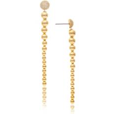 Gold - Men Earrings Rivka Friedman Graduated Polished Bead Pave Dangle Earrings Gold Gold