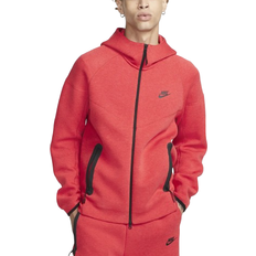 Mens nike tech hoodie black Nike Men's Sportswear Tech Fleece Windrunner Full Zip Hoodie - Light University Red Heather/Black