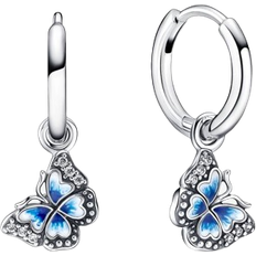 Blue Jewelry Pandora Butterfly Hoop Earrings - Silver/Blue/Transparent