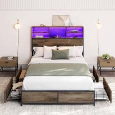 Brown Beds & Mattresses Belleze Full/ Queen Size with 4 Drawers