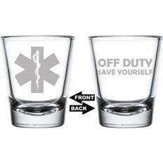 MIP Two Sided Star Of Life EMT Paramedic Off Duty Save Yourself Shot Glass 1.75fl oz