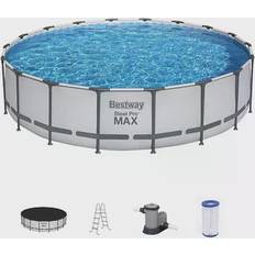 Swimming Pools & Accessories Bestway Steel Pro MAX 18'x48" Round Above Ground Swimming Pool with Pump & Cover Grey