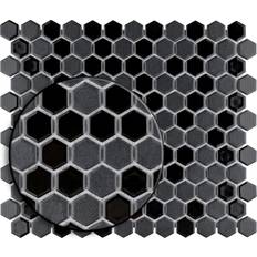 Black Mosaic Tiles Affinity Tile FTC1CT Citi 11-7/8" 10-1/4" Hexagon Geometric Mosaic Tile