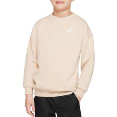 Beige Tops Children's Clothing Nike Big Kid's Sportswear Club Fleece Oversized Sweatshirt - Sanddrift/White (FD2923-126)