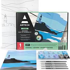 Arts & Crafts Arteza Coastal Landscape Paint by Numbers Kit 21 Pieces