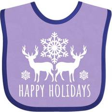 Inktastic Happy Holidays Reindeer Silhouette and Snowflakes Baby Bib