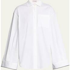 White - Women Shirts Brunello Cucinelli Monili-Cuff Bell-Sleeve Cotton Poplin Shirt