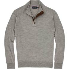 Polo Ralph Lauren Merino Wool Button Mockneck Gray Mens Sweater, Dark Sport Hthr