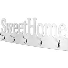 Holz Kleiderhaken Sweet Home White/Chrome Kleiderhaken 74cm