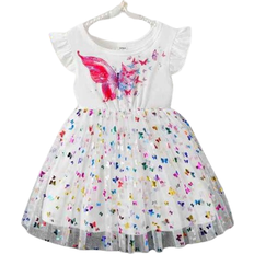 Schmetterlingsärmel Kleider Shein Toddler Girls' Butterfly Gradient Mesh A-Line Dress, 1pc