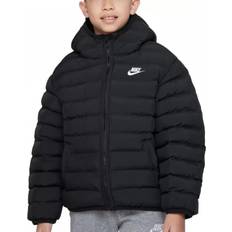 Jungen - Mäntel Oberbekleidung Nike Big Kid's Sportswear Lightweight Synthetic Fill Loose Hooded Jacket - Black/Black/White (FD2845-010)