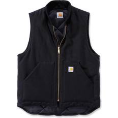 Men Vests Carhartt Relaxed Fit Firm Duck Insulated Rib Collar Vest - Black