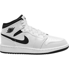 Children's Shoes Nike Air Jordan 1 Mid GS - White/White/Black/Black