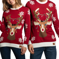 Dame - Julegensere Partykungen Cute Reindeer Christmas Sweater - Red