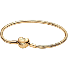 Gold Bracelets Pandora Moments Heart Clasp Snake Chain Bracelet - Gold