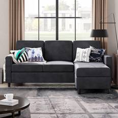 Black furniture living room Shintenchi Convertible Sectional Couch Black Sofa 78.7" 3 Seater