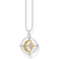 Thomas Sabo Moveable Moon and Star Necklace - Silver/Gold/Transparent