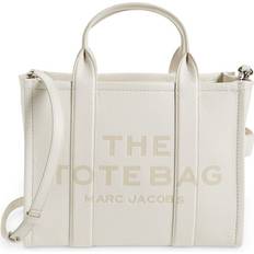 White Handbags Marc Jacobs The Leather Medium Tote Bag - Cotton/Silver
