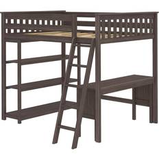 Max & Lily Full Size High Loft Bed with Bookcase & Desk 75.2x95.8"