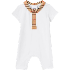 Burberry Playsuits Children's Clothing Burberry Check Trim Stretch Cotton Piqué Playsuit - White