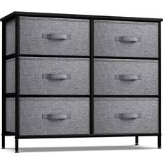 Black Chest of Drawers Sorbus Dresser with 6 Drawers Black Chest of Drawer 31.5x24.6"
