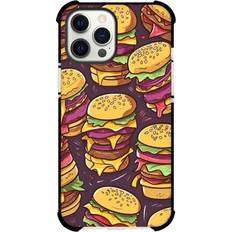 Food Burger Pattern On Plum Background Drop Protect Case for iPhone 15 Pro Max
