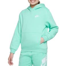 Nike Big Kid's Sportswear Club Fleece Pullover Hoodie - Emerald Rise/White (FD3000-349)