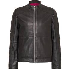 Schwarz Oberbekleidung Hugo Boss Lokis Leather Jacket - Black