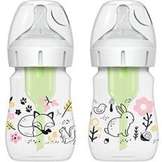 Dr. Brown's Baby care Dr. Brown's Natural Flow Anti-Colic Options Wide-Neck Baby Bottle Designer Edition Bottles, Woodland Decos, 5 oz/150 mL, Level 1 Nipple, 2-Pack, 0m