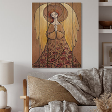 Design Art 'Religious Angel Traditional Wood Wall Panels